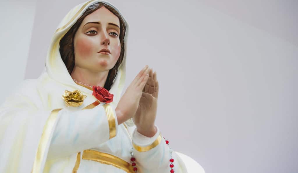 Virgen Inmaculada, Rosa Mística, en honor de tu divino hijo nos postramos d...